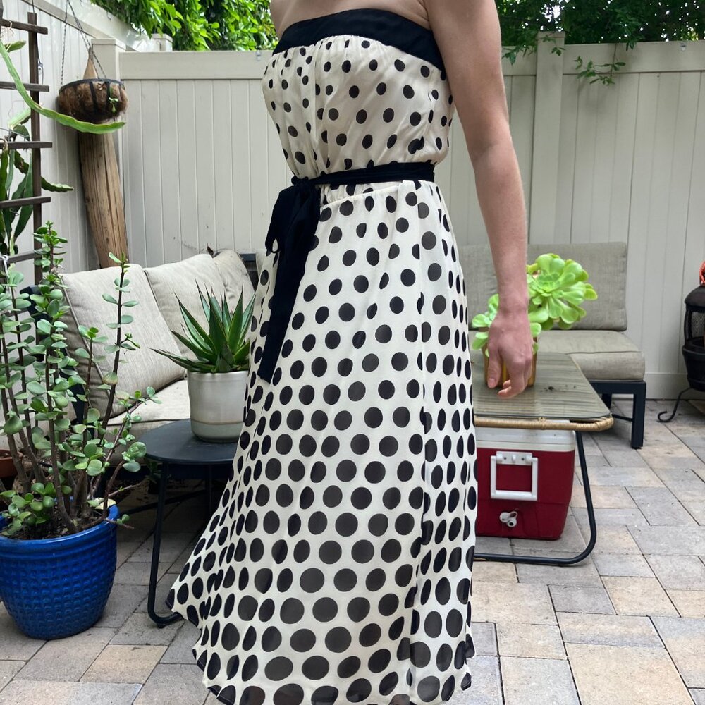 Silk crepe polka dot midi dress